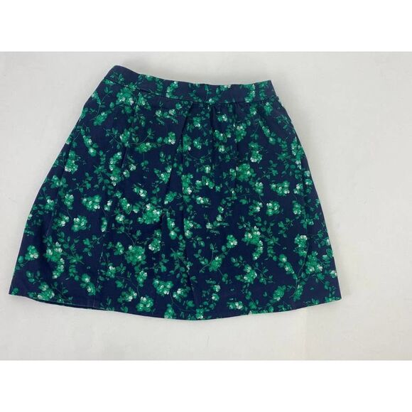 J. Crew Skirt Floral Print Mini Skirt Lined Green Blue Spring Summer - Size 2 - Picture 1 of 8